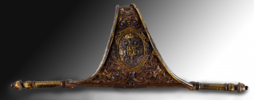 Guarda de daga de mano izquierda damasquinado en acero.Arm