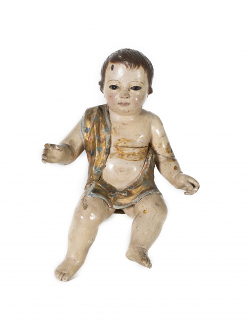 “Niño” Escultura en madera tallada y policromada.S. XVIII.