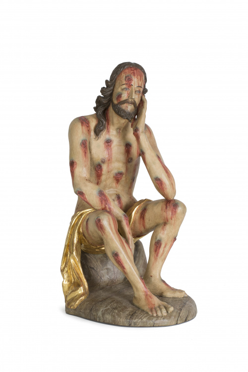 “Ecce-Homo” escultura en madera tallada y policromada.Escu