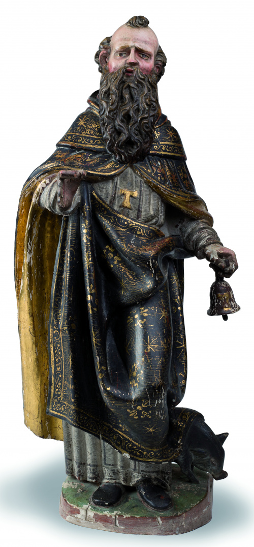 San AntónEscultura en madera tallada, policromada y estofa