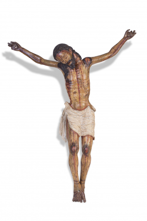“Cristo crucificado”Madera de caña policromada.Trabajo co