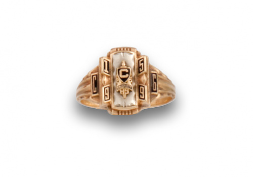 Sortija sello con esmalte  con inscripción ”1959” “Culver C