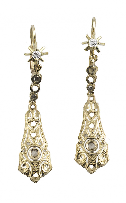 Pendientes largos de pp. S.XX con diseño acampanado y zafir