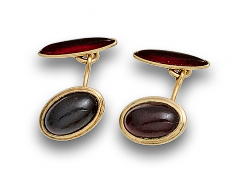 Gemelos KREMENTZ años 40 con  cabujones ovales de resina ro