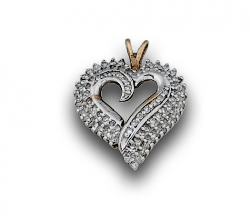 Colgante corazón de brillantes en oro bicolor de 18K