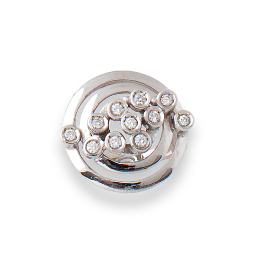 Sortija chatones de brillantes sobre espiral de oro blanco 