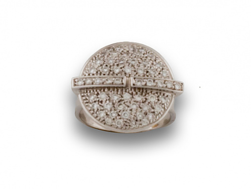 Sortija círculo de pavé de brillantes con barra central  en