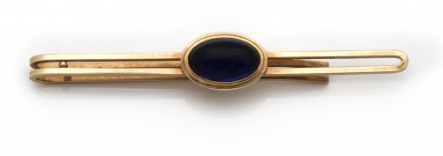 Barra de corbata KREMENTZ con cabuchón oval de vidrio azul 