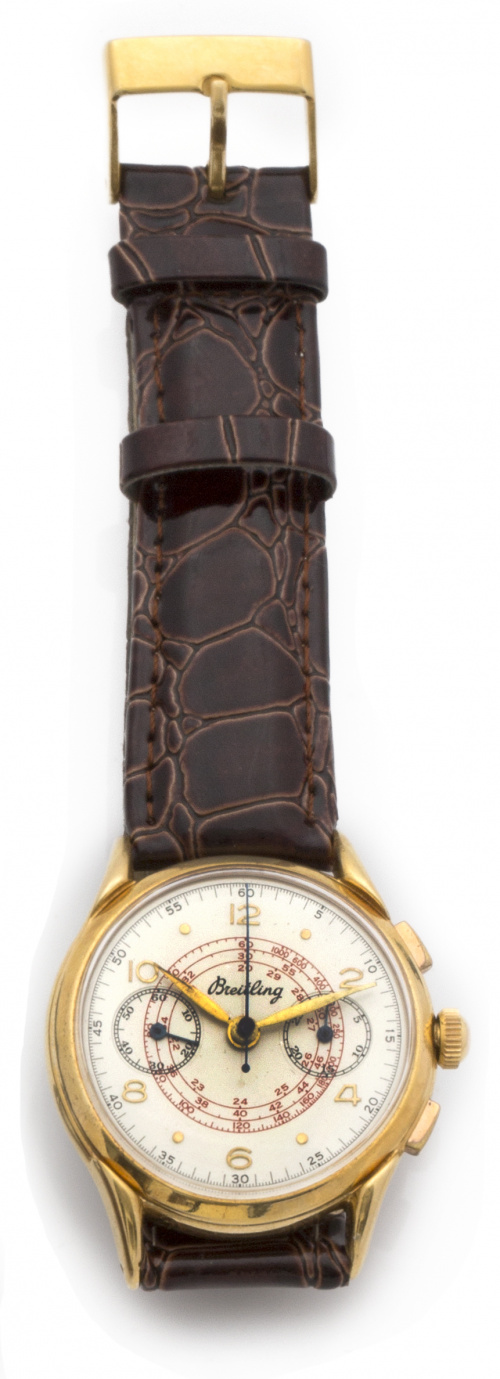 Reloj cronógrafo BREITLNG años 40 chapado oro.