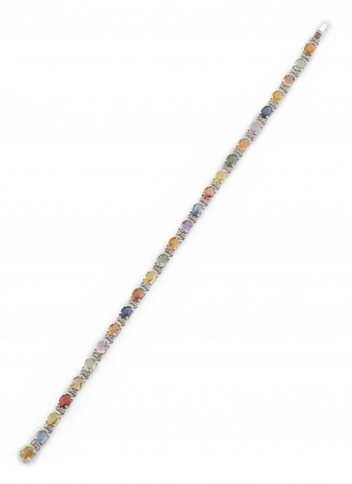 Pulsera rivière de zafiros multicolor de talla oval entre p