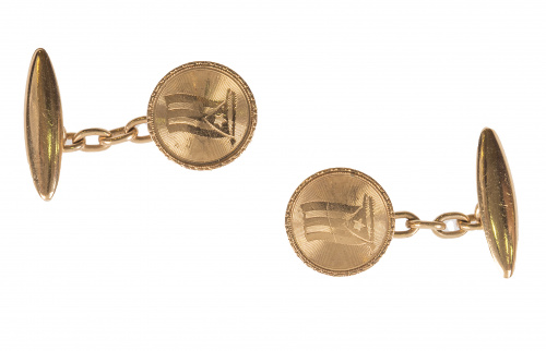 Gemelos Kremenzt con bandera de cuba grabada en pieza circu