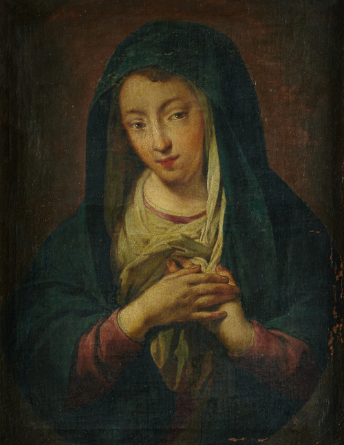 ESCUELA ESPAÑOLA SIGLO XVIIIVirgen en oración en un óvalo 