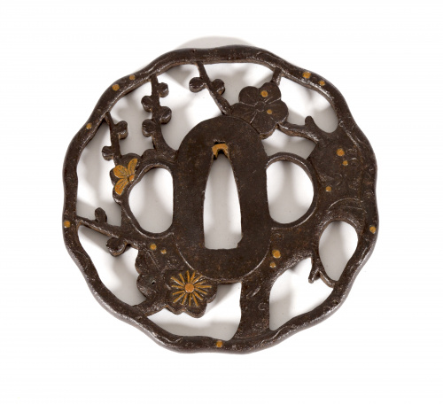 Tsuba de metal y metal dorado.Japón, época Edo, S. XVIII y