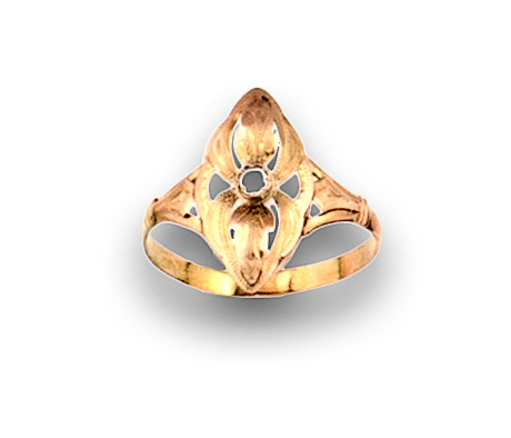 Sortija navette de pps s XX con zafiro blanco central en or