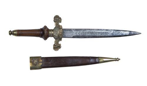 Bayoneta de taco isabelino con el escudo de España.Empuña