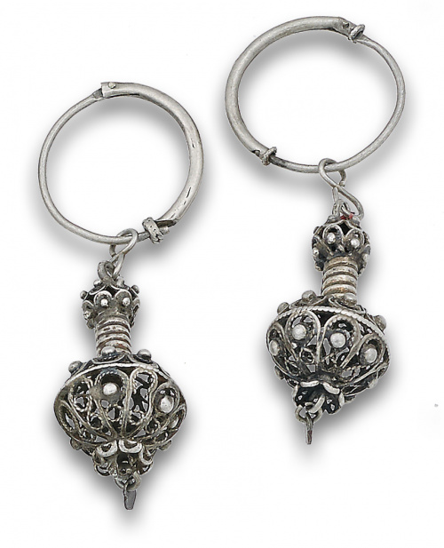 Pendientes populares de calabaza charros s.XVIII en filigra