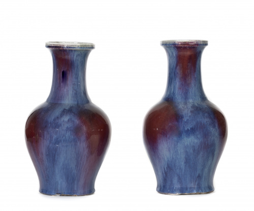 Pareja de jarrones “flambé-glazed”. China, dinastía Qing, 