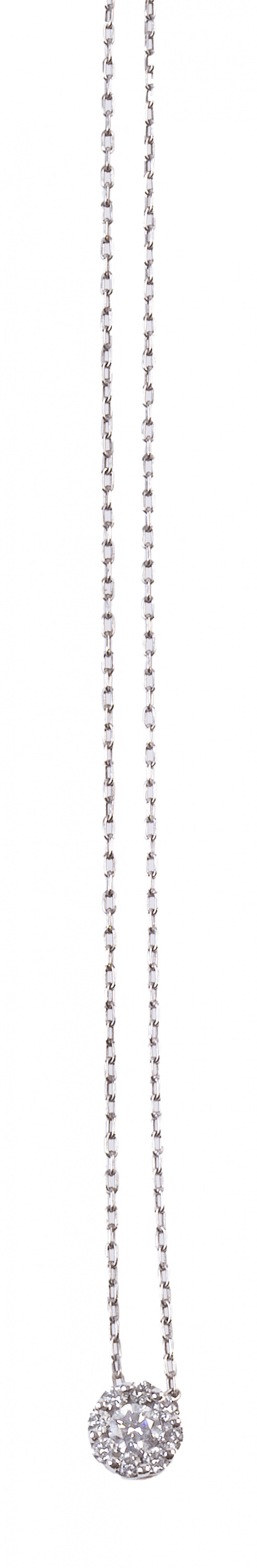 Colgante rosetón de brillantes en montura con galería calada