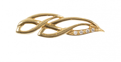 Broche de cintas entrelazadas adornado con cuatro zafiros b