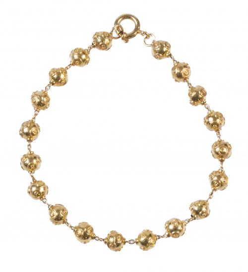 Pulsera Portuguesa S.XIX con esferas adornadas con filigran