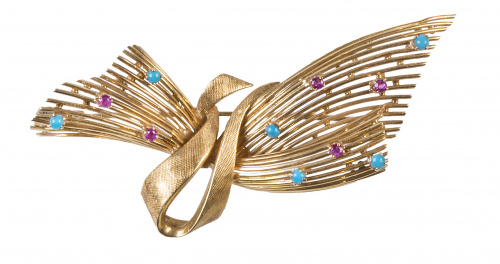 Broche en forma de lazo años 50 formado por hilos de oro ad
