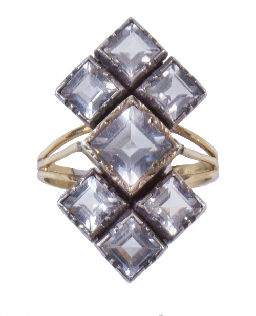 Sortija lanzadera romboidal portuguesa de pp. .S XX  con cr