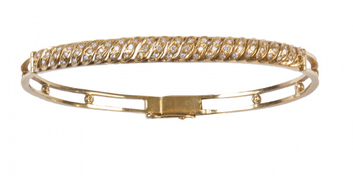 Conjunto de collar y pulsera rígida con brillantes en línea