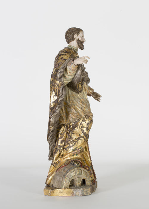 “San Juan Nepomuceno” Escultura en madera de cedro tallada,