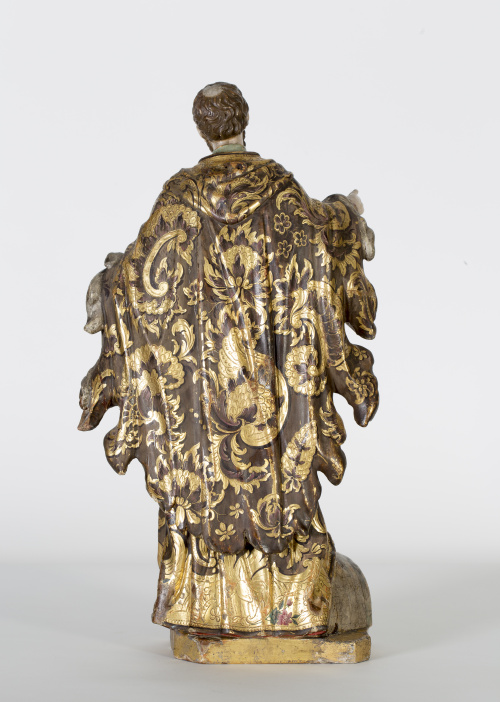 “San Juan Nepomuceno” Escultura en madera de cedro tallada,