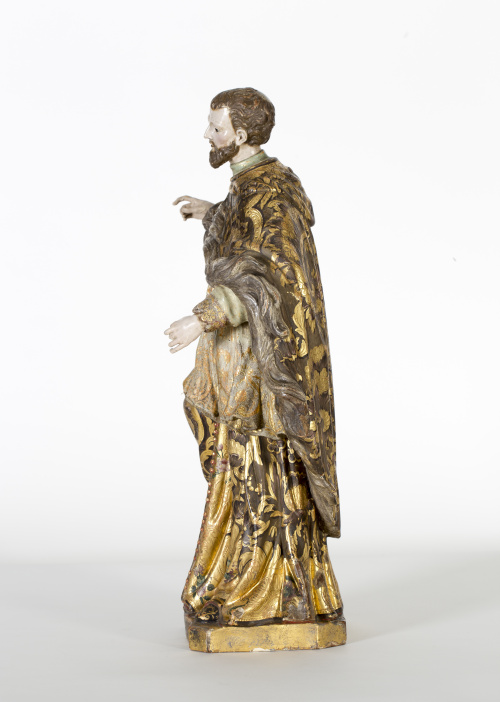 “San Juan Nepomuceno” Escultura en madera de cedro tallada,