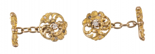 Gemelos circulares Art-Nouveau en diseño de roléos vegetale