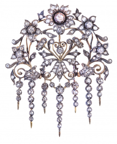 Broche tremblant isabelino S. XIX de brillantes de talla an