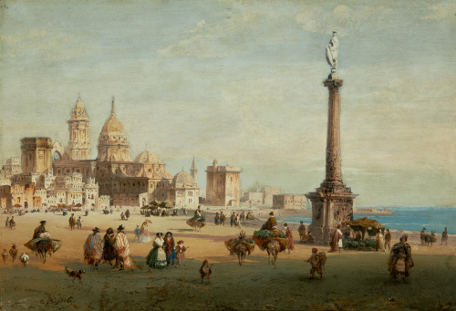 CARLO BOSSOLI (Lugano, 1815 - Turín, 1884)Vista de Cádiz c
