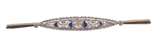  Broche barra Art-Decó con un brillante central rodeado por