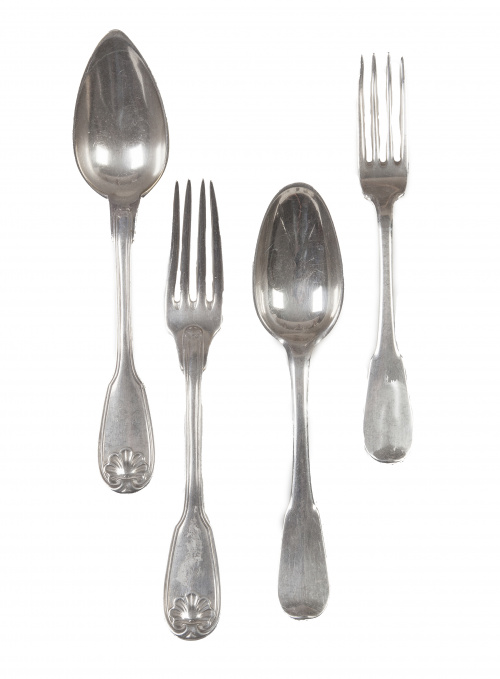 Juego de una cuchara y tenedor en plateado de Christofle, P