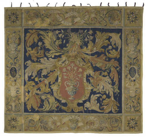 Tapiz en lana y seda con escudo.Flandes, h. 1570.