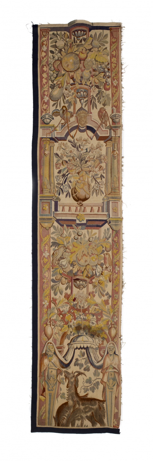 Fragmento de tapiz en lana, Bruselas, S. XIX