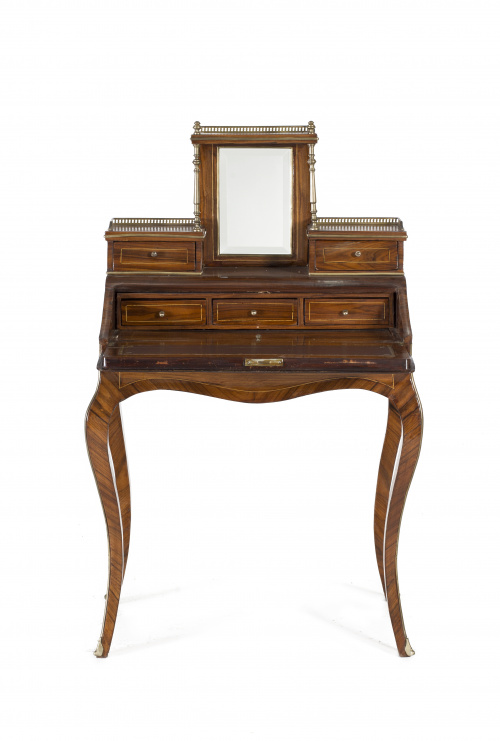 Escritorio femenino estilo Luis XV en madera de palo de ros