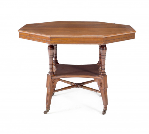 Mesa octogonal eduardina en madera de caoba.Inglaterra, pp