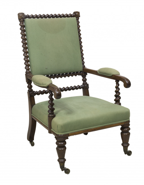 Butaca victoriana en madera de palosanto moldeada y tornead