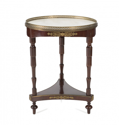 Velador directorio en madera de caoba y aplicaciones de bro