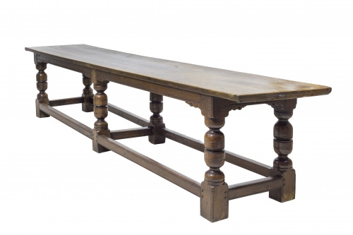 Mesa de refectorio Jaime I en madera de roble, patas tornea