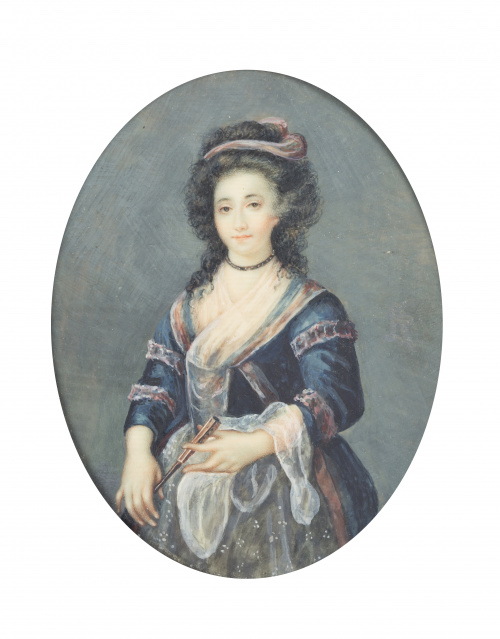 ESCUELA ESPAÑOLA, SIGLO XIXRetrato de dama con abanico