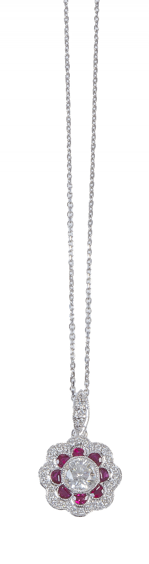 Colgante en forma de flor con brillante central de 0,36 ct 