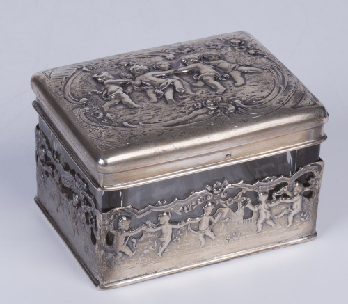 Cajita y bote de plata, S. XIX