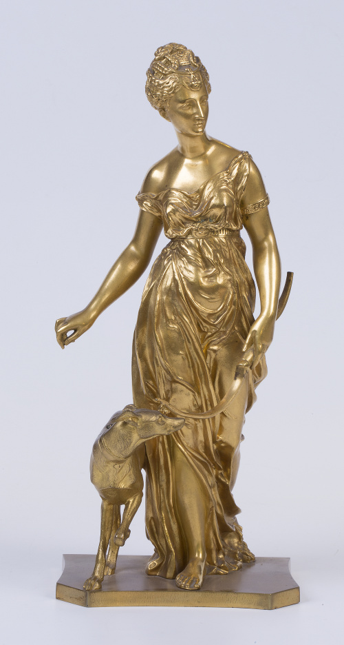 Diana cazadora, bronce dorada Ormolou, Francia, S. XIX