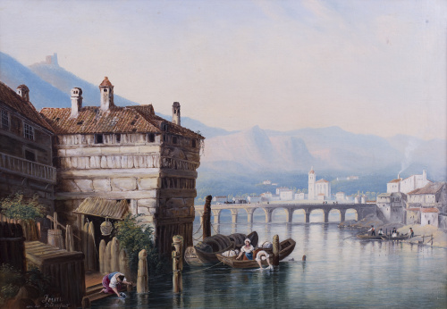 ESCUELA ALEMANA, SIGLO XIX, Conjunto de cuatro vistas de ci