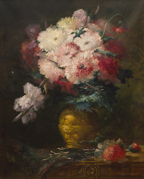 J. Gilla (ESCUELA SIGLO XX)Pareja de jarrones con flores