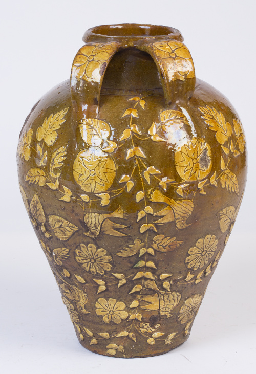 Orza de boda en cerámica esmaltada.Cuerva, Toledo S. XIX