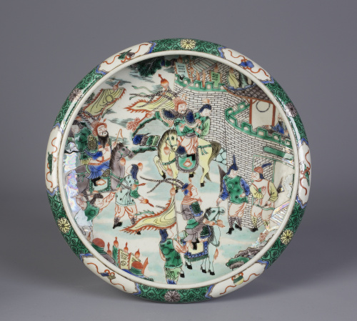 Centro de "familia verde" decorado con guerreros.China ff